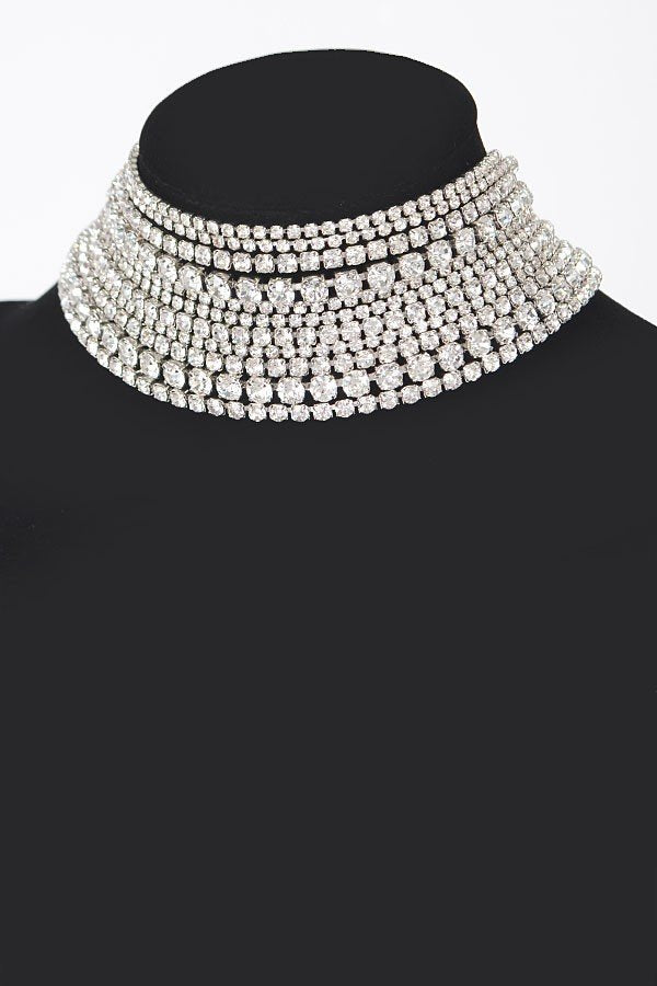 Ann Glamorous Diamond Choker Statement Necklace