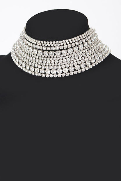 Ann Glamorous Diamond Choker Statement Necklace