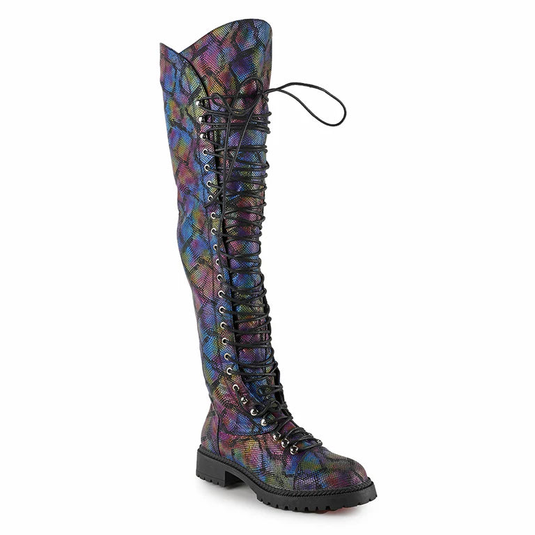 Anthony Wang Multicolored Snake Print Over The Knee Boots