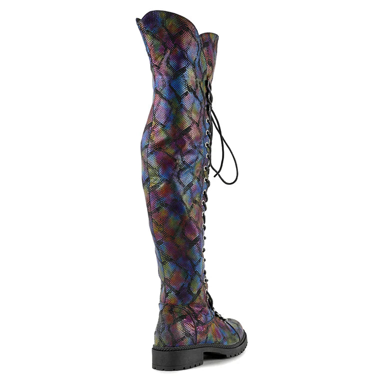 Anthony Wang Multicolored Snake Print Over The Knee Boots