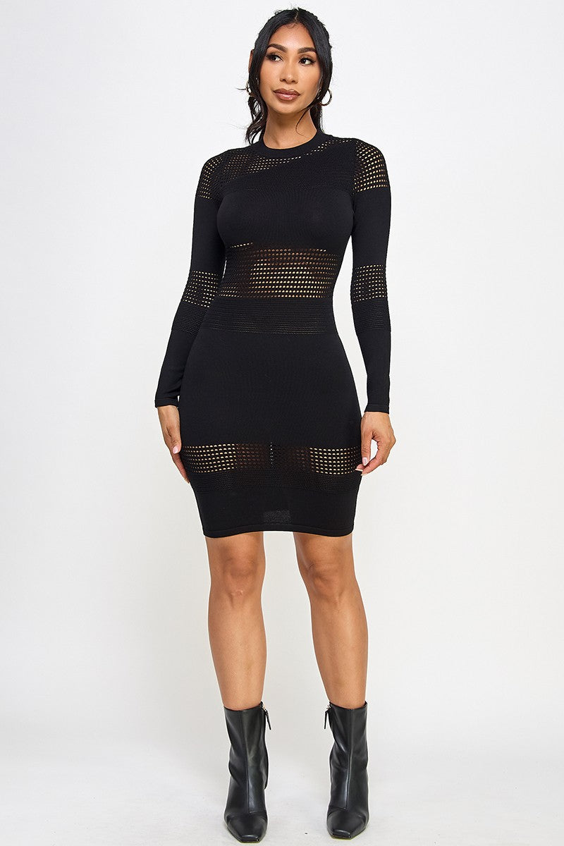 Ava Black Cut Out Sweater Dress