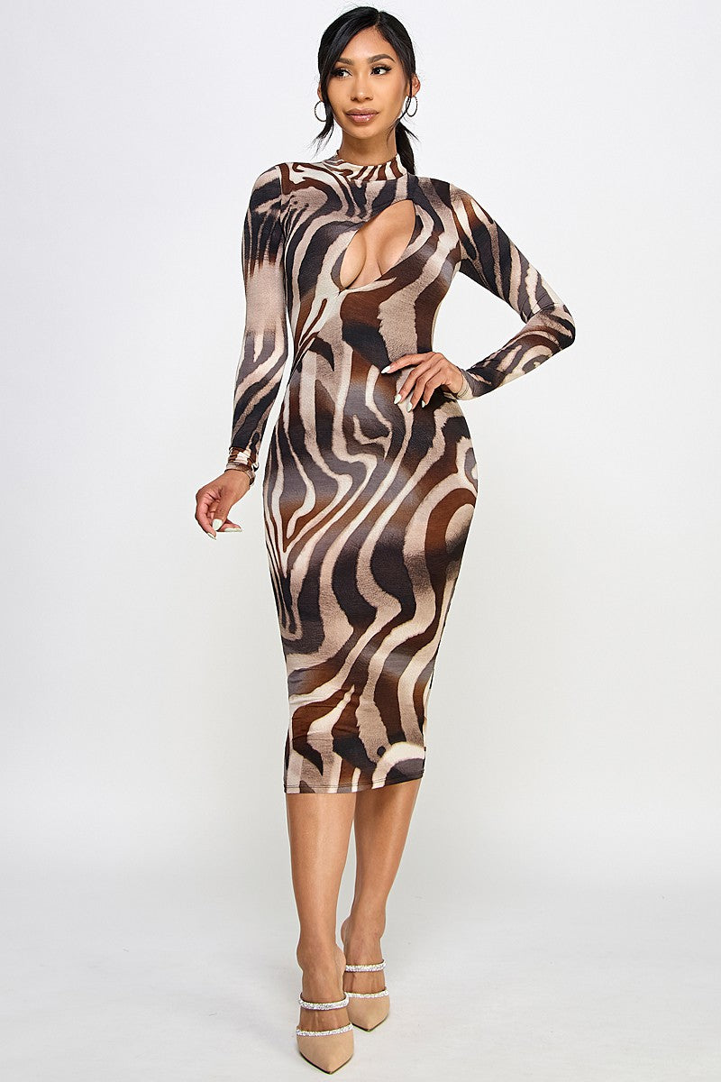 Accra Animal Print Midi Dress