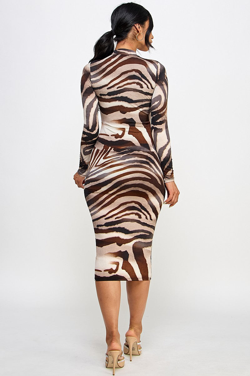 Accra Animal Print Midi Dress