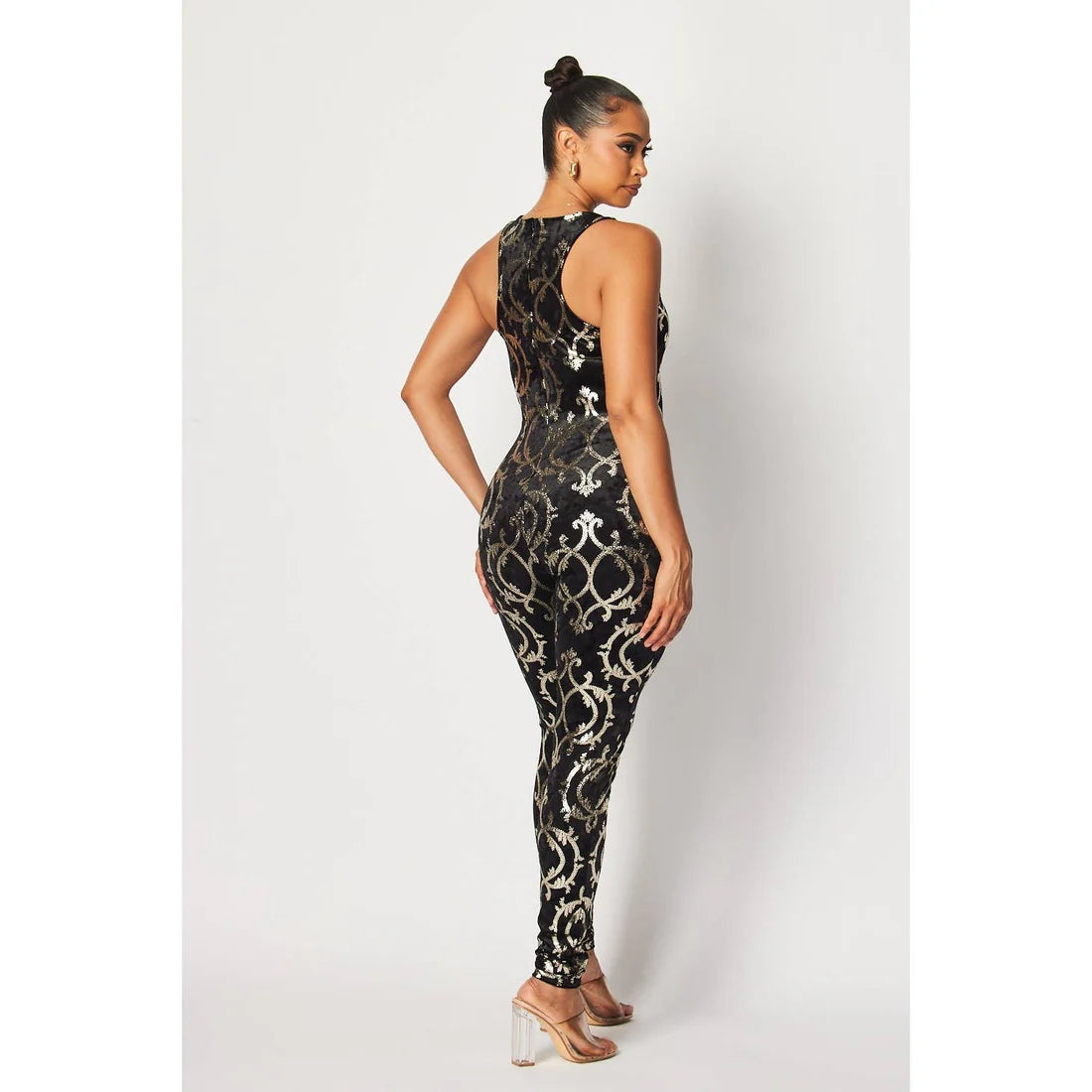 Abby Black & Silver Opulent Allure Jumpsuit