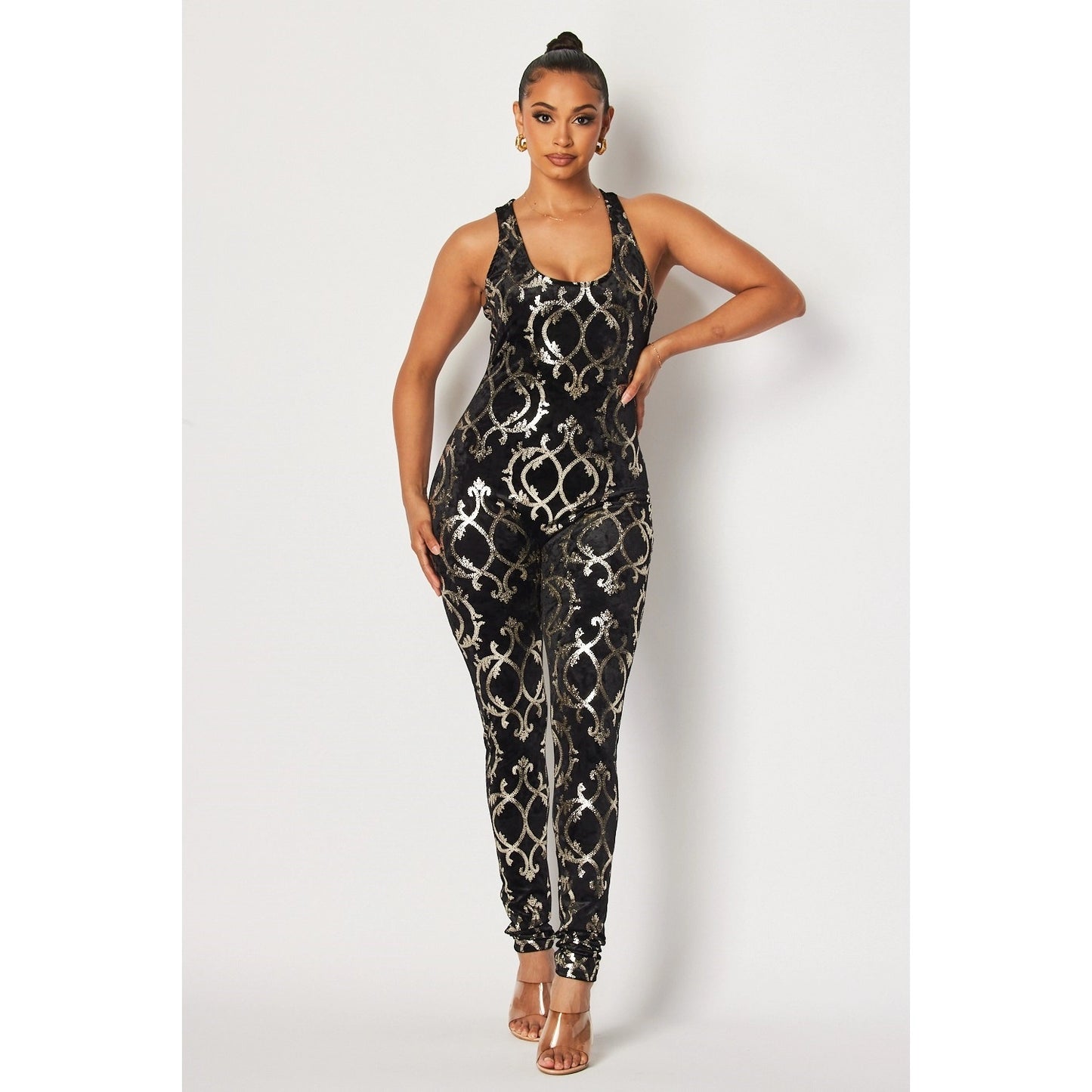 Abby Black & Silver Opulent Allure Jumpsuit