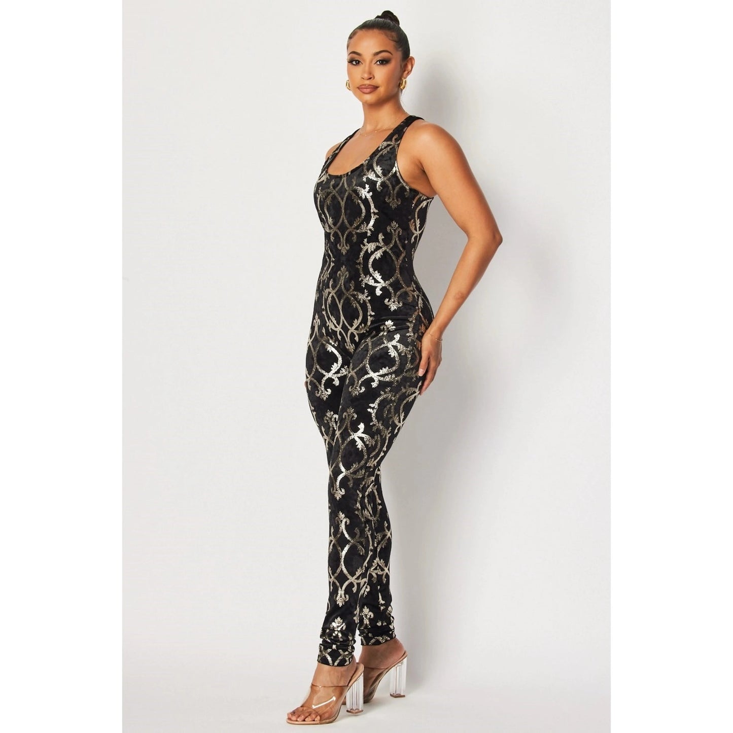 Abby Black & Silver Opulent Allure Jumpsuit