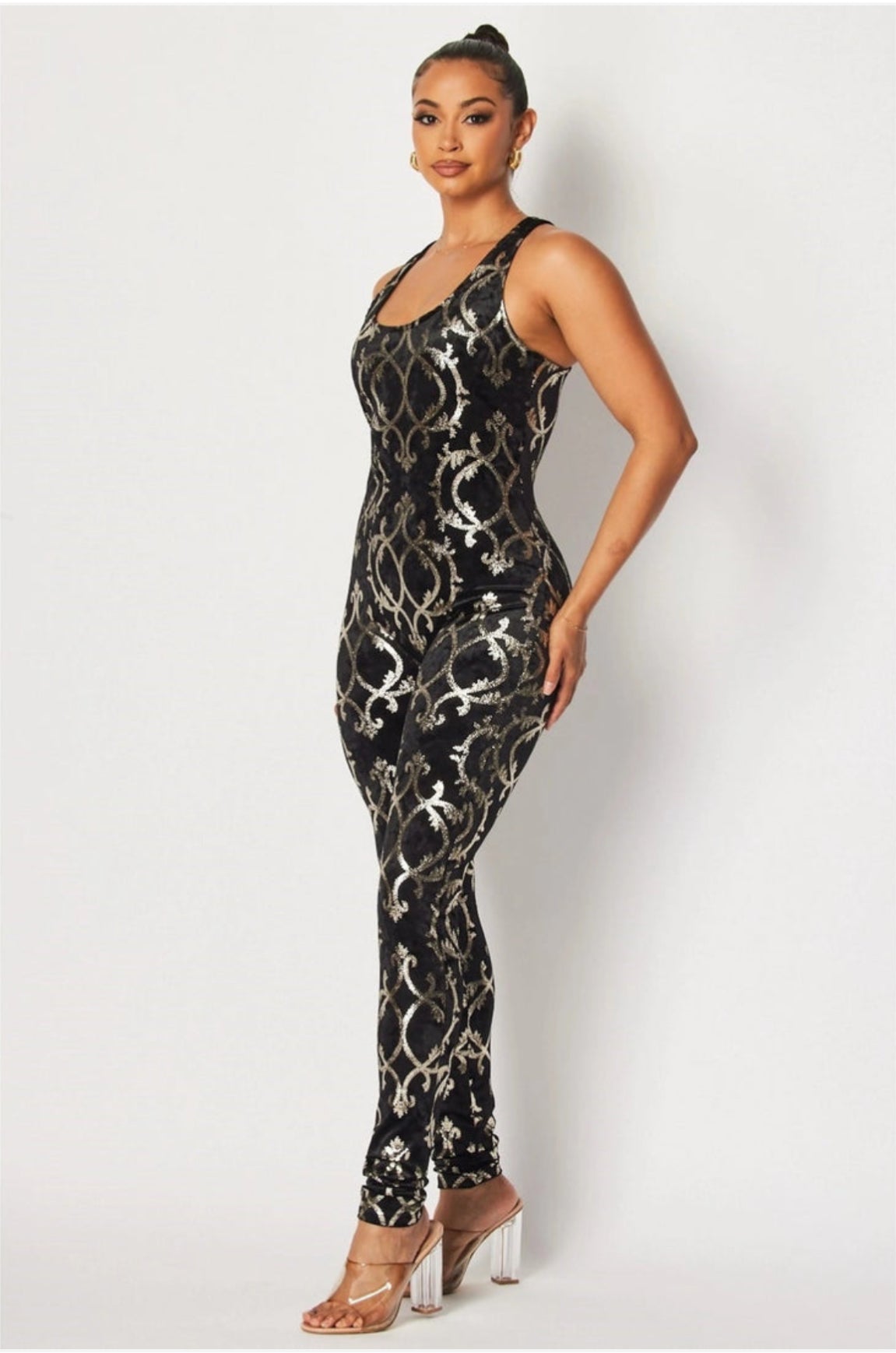 Abby Black & Silver Opulent Allure Jumpsuit