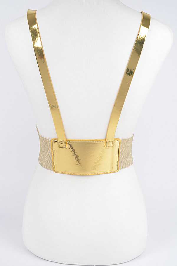 Gold Metallic Vegan Leather Harness Belt