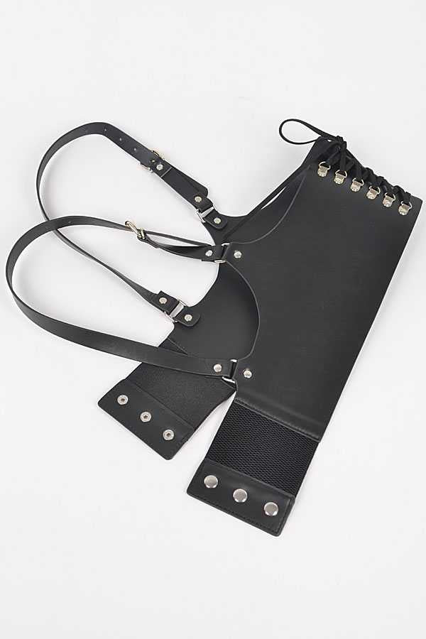 Black Vegan Leather Corset Harness Belt