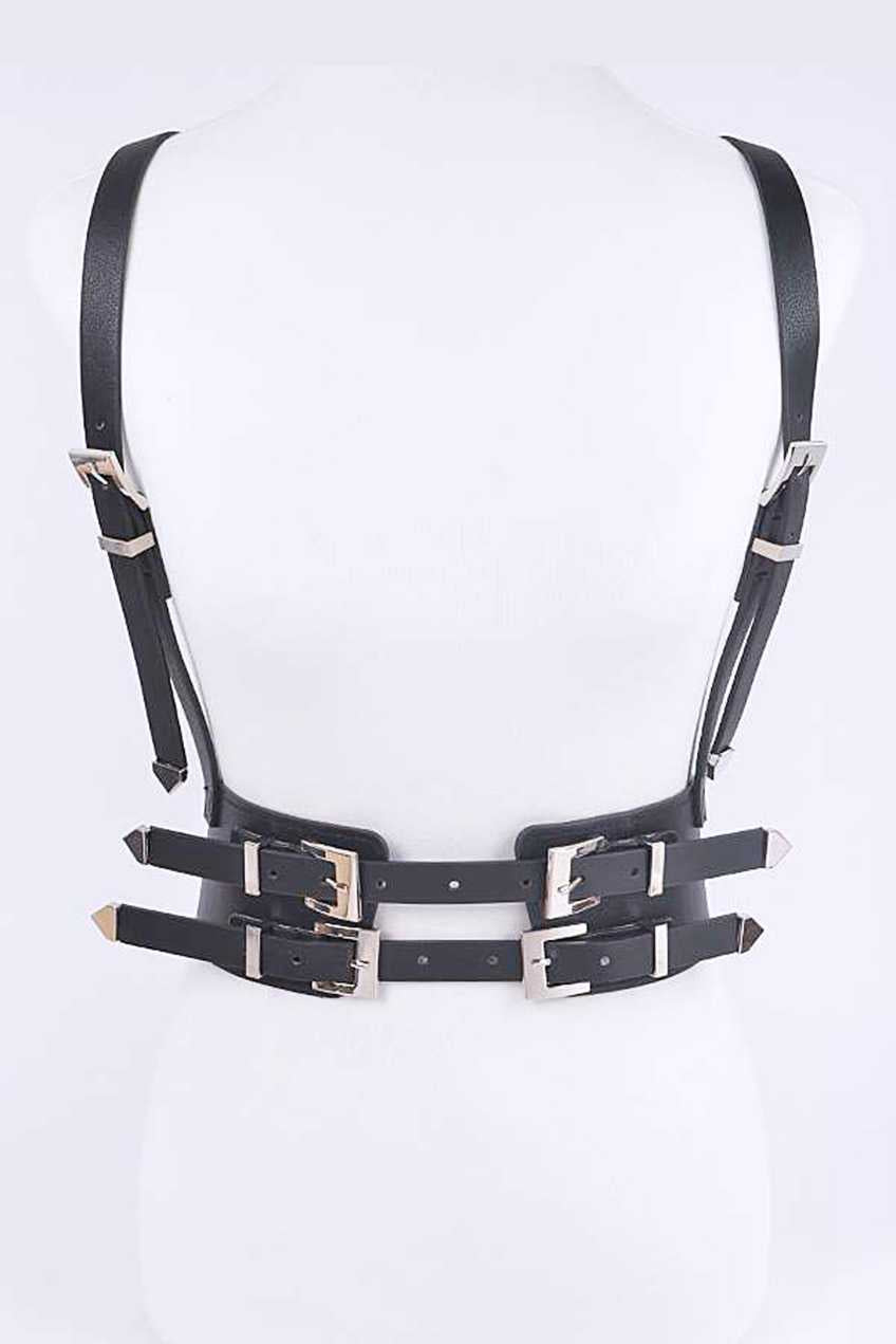 Abby White Vegan Leather Harness Belt Plus Size