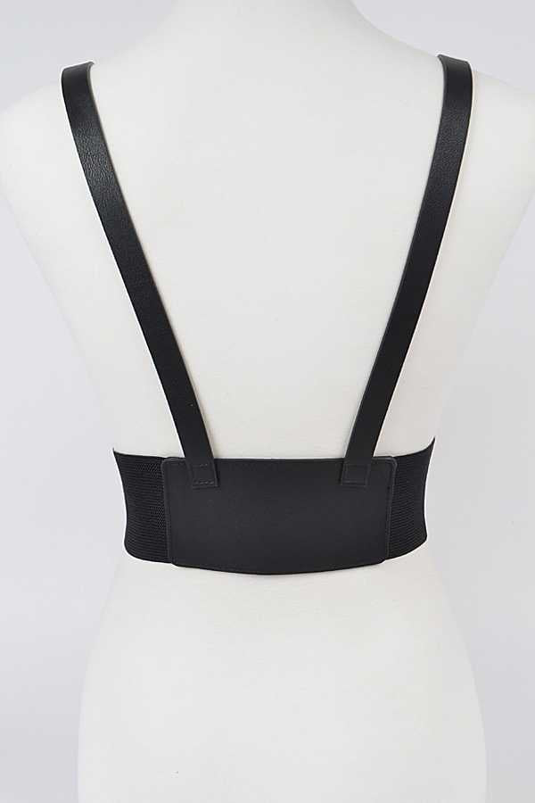 Abby White Vegan Leather Harness Belt Plus Size