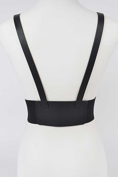 Abby White Vegan Leather Harness Belt Plus Size