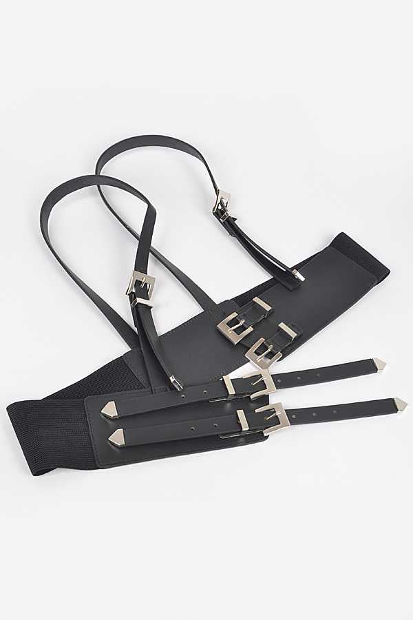 Abby White Vegan Leather Harness Belt Plus Size