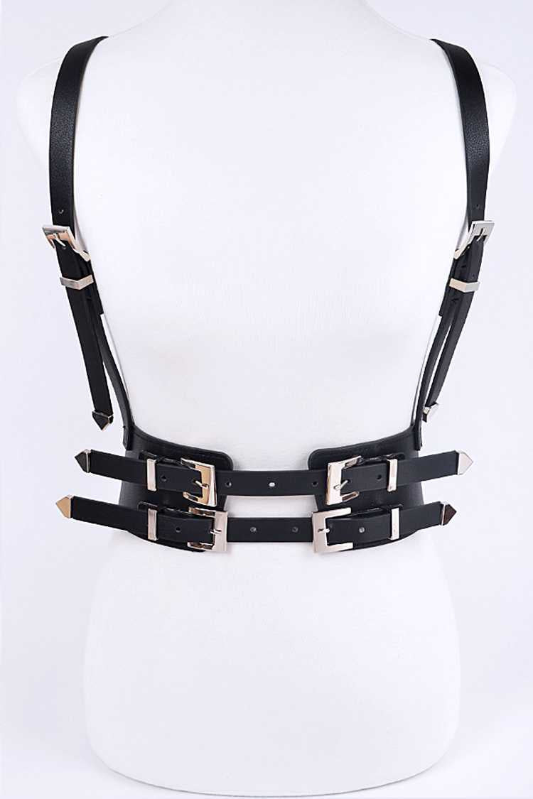 Abby White Vegan Leather Harness Belt Plus Size