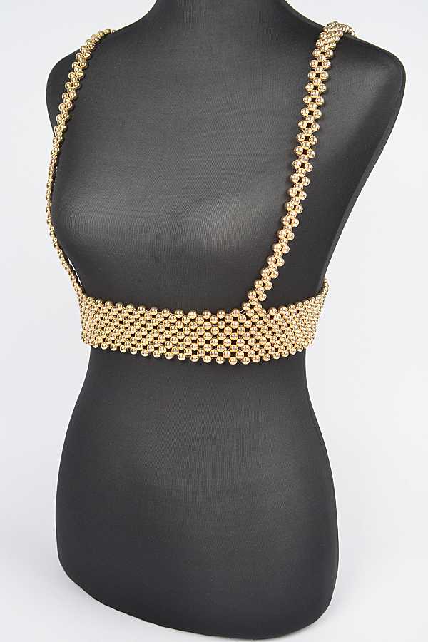 Ava Gold Metallic Beaded Harness Belt