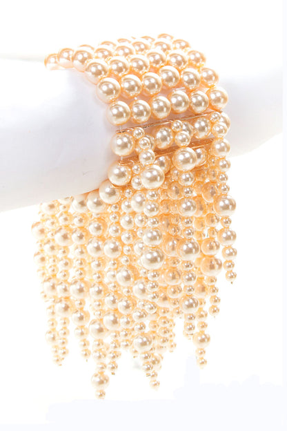 1 Multi Pearl Draped Stretch Statement Bracelet