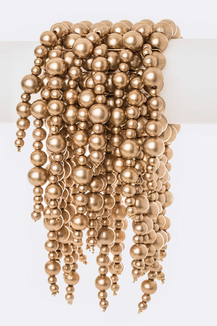 1 Multi Pearl Draped Stretch Statement Bracelet