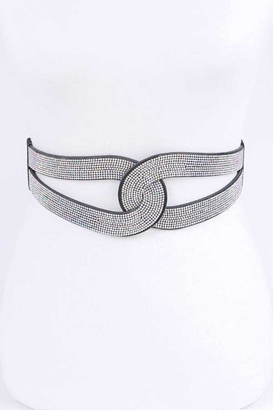 Black Rhinestone Infinity Statement Belt