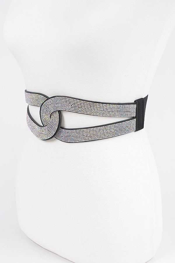 Black Rhinestone Infinity Statement Belt