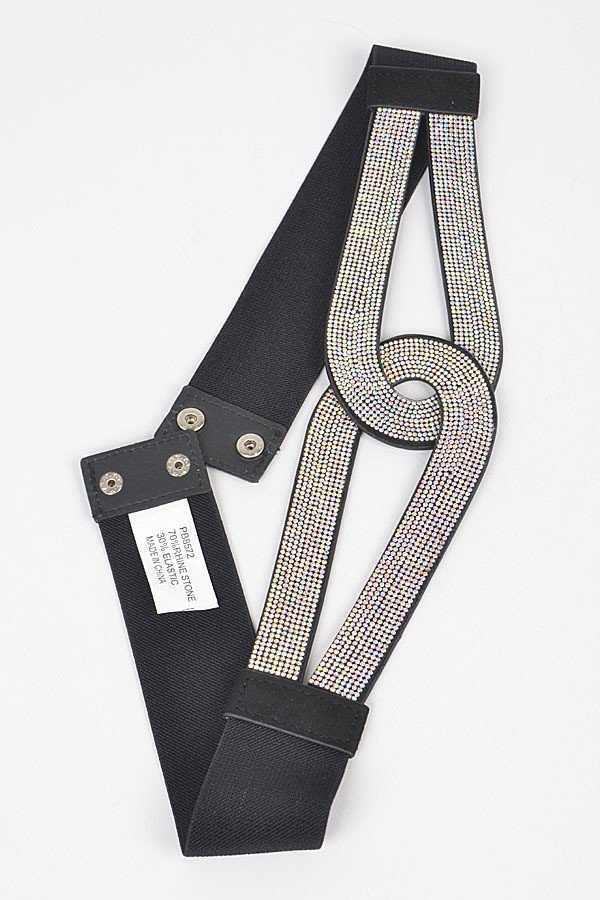 Black Rhinestone Infinity Statement Belt