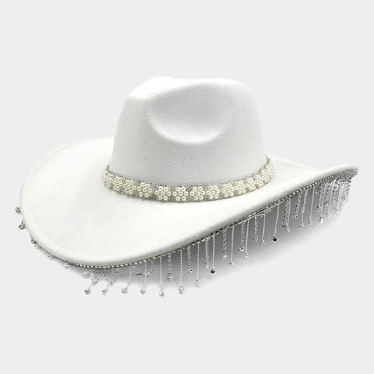 Bey’s  Embellished Rhinestone Stone Paved Fringe Around Cowboy Western Hat