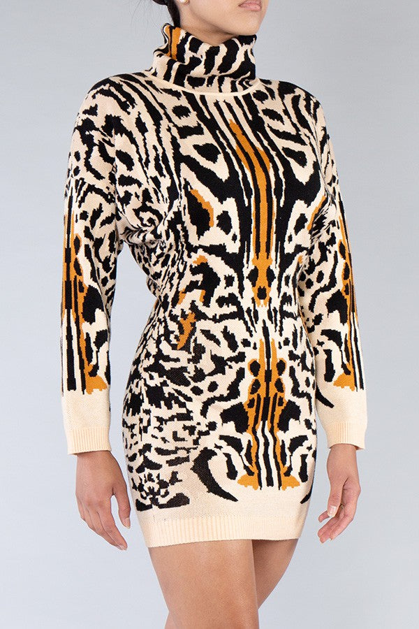 Animal Print Sweater Dress