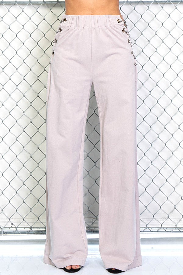 BB Taupe Chain Accent Lounge Sweat Pants