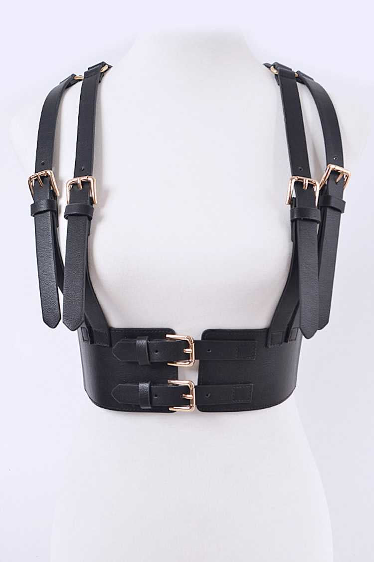 Black Leather Harness Belt