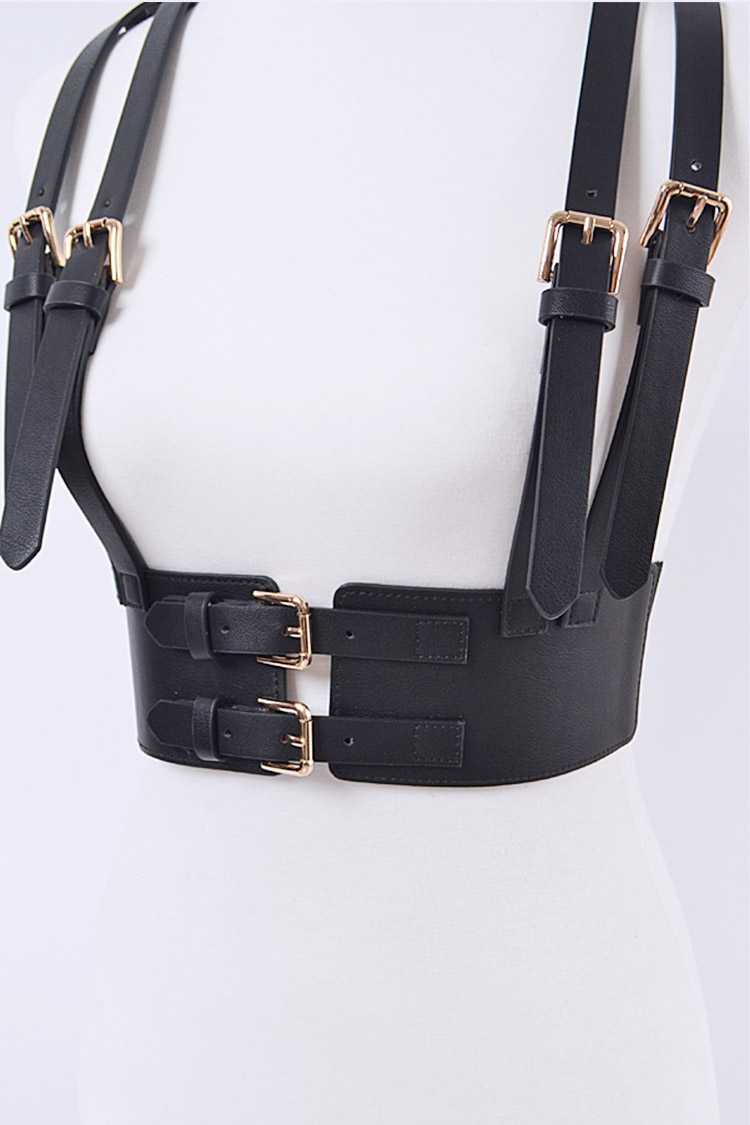 Black Leather Harness Belt