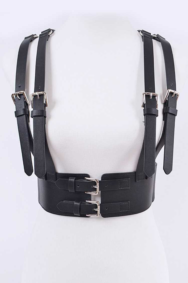 Black Leather Harness Belt