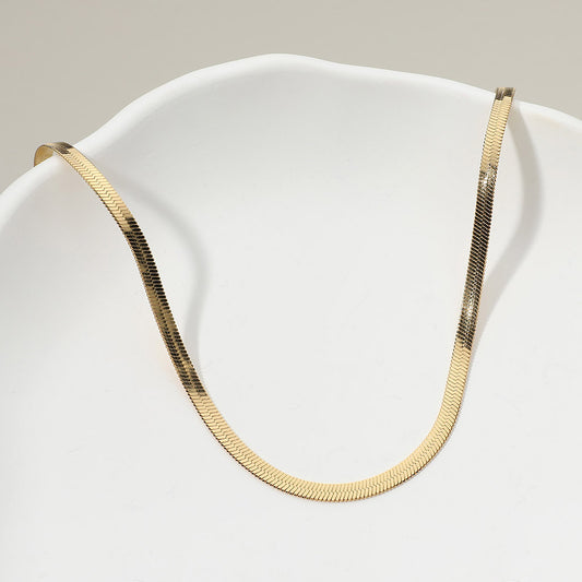 14K Gold Dipped Stainless Steel Herringbone Necklace