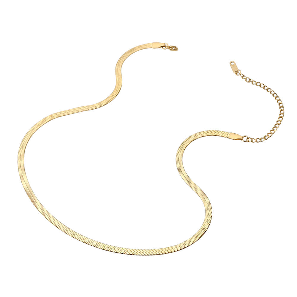 14K Gold Dipped Stainless Steel Herringbone Necklace