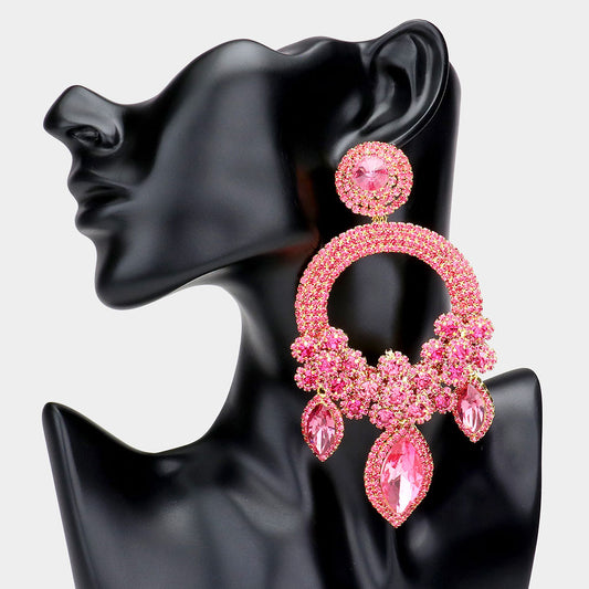 Pink Chandelier Statement Earrings