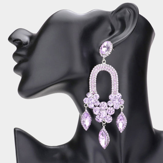 Lavender Purple Chandelier Statement Earrings