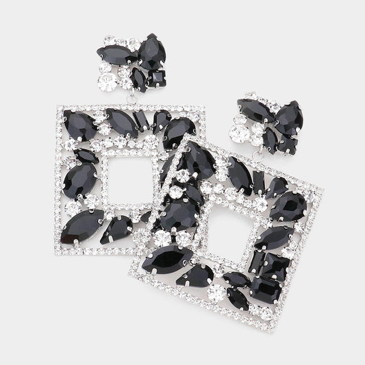 Glamorous Black Diamond Statement Earrings