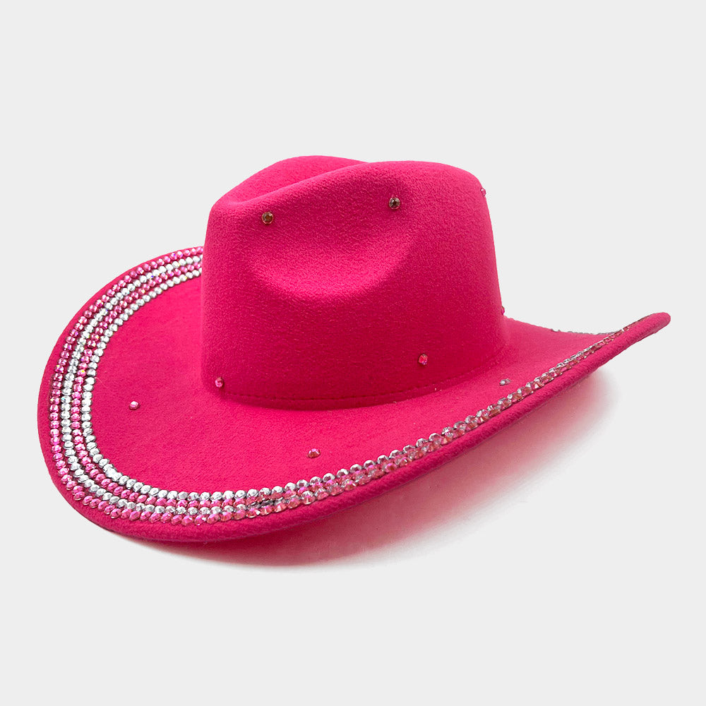 Fuchsia Pearl Wide Brim Fedora Hat