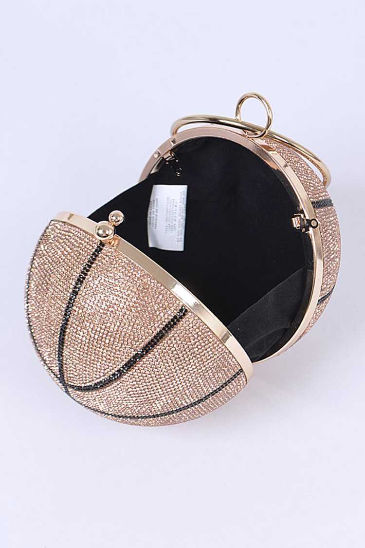 Crystal Gold Pave Basketball Pendant Clutch