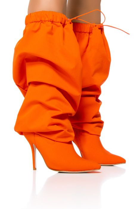 AZALEA WANG Orange Slouchy Thigh High Boots