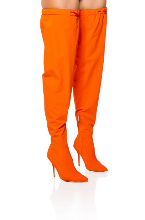 AZALEA WANG Orange Slouchy Thigh High Boots