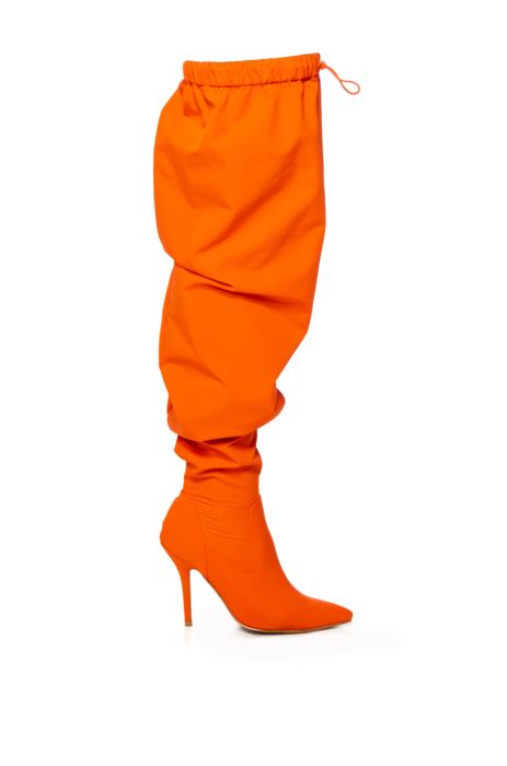 AZALEA WANG Orange Slouchy Thigh High Boots