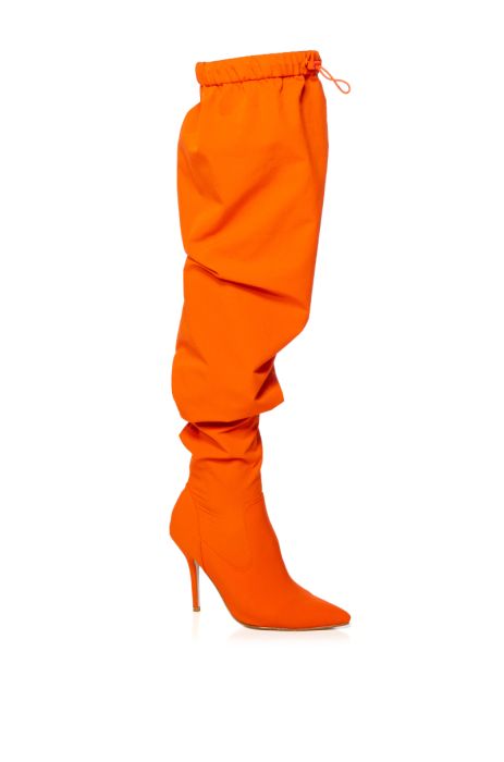 AZALEA WANG Orange Slouchy Thigh High Boots