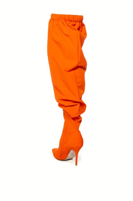 AZALEA WANG Orange Slouchy Thigh High Boots