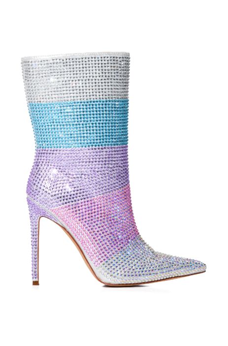 AZALEA WANG Embellished Rhinestone Shimmery High Heel Boots