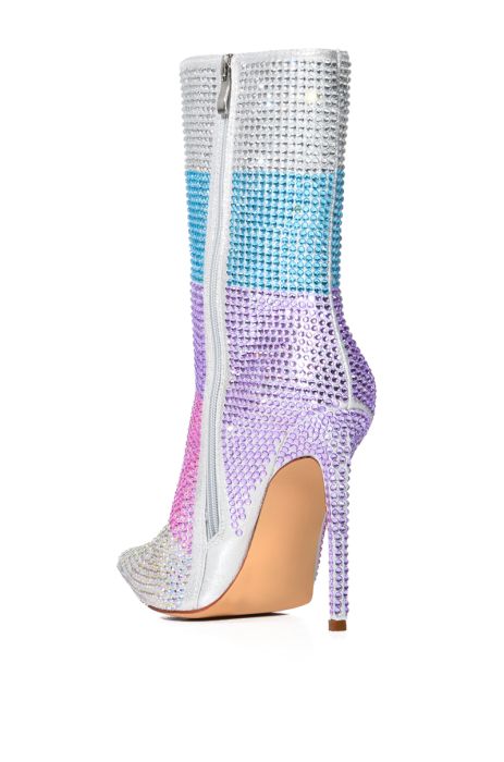 AZALEA WANG Embellished Rhinestone Shimmery High Heel Boots