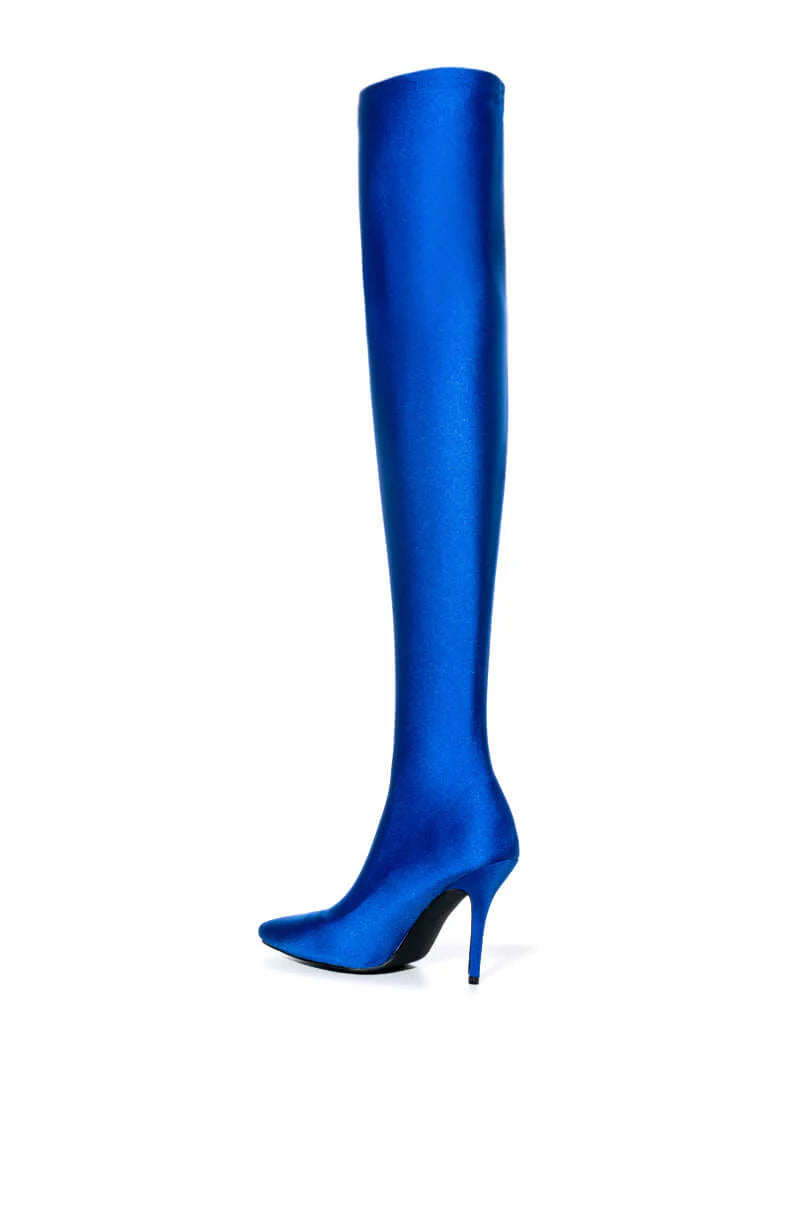 Azalea Wang Electric Blue Thigh High Stretch Boots