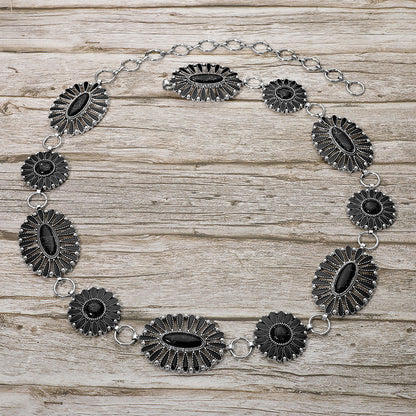 Boho Vintage Western Oval Concho Chain Statement Belt
