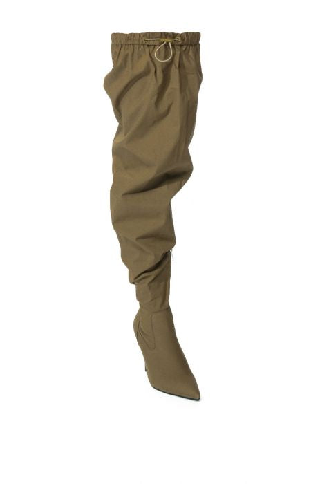 AZALEA WANG Khaki Slouchy Thigh High Boots