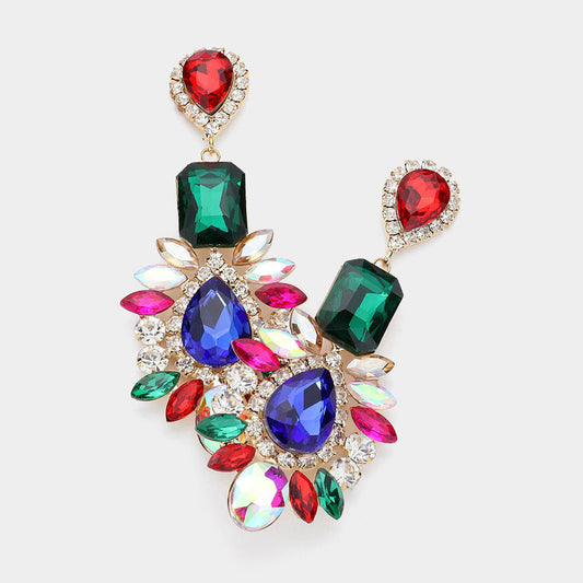 Multicolored Stone Statement Earrings