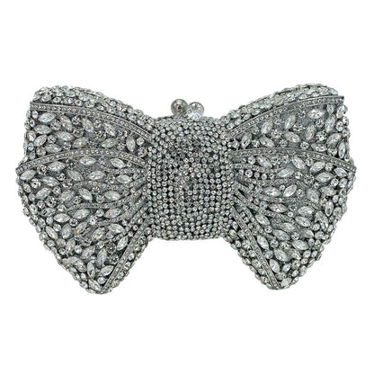 Ari Crystal Rhinestone Embellished Bow Evening Clutch Bag