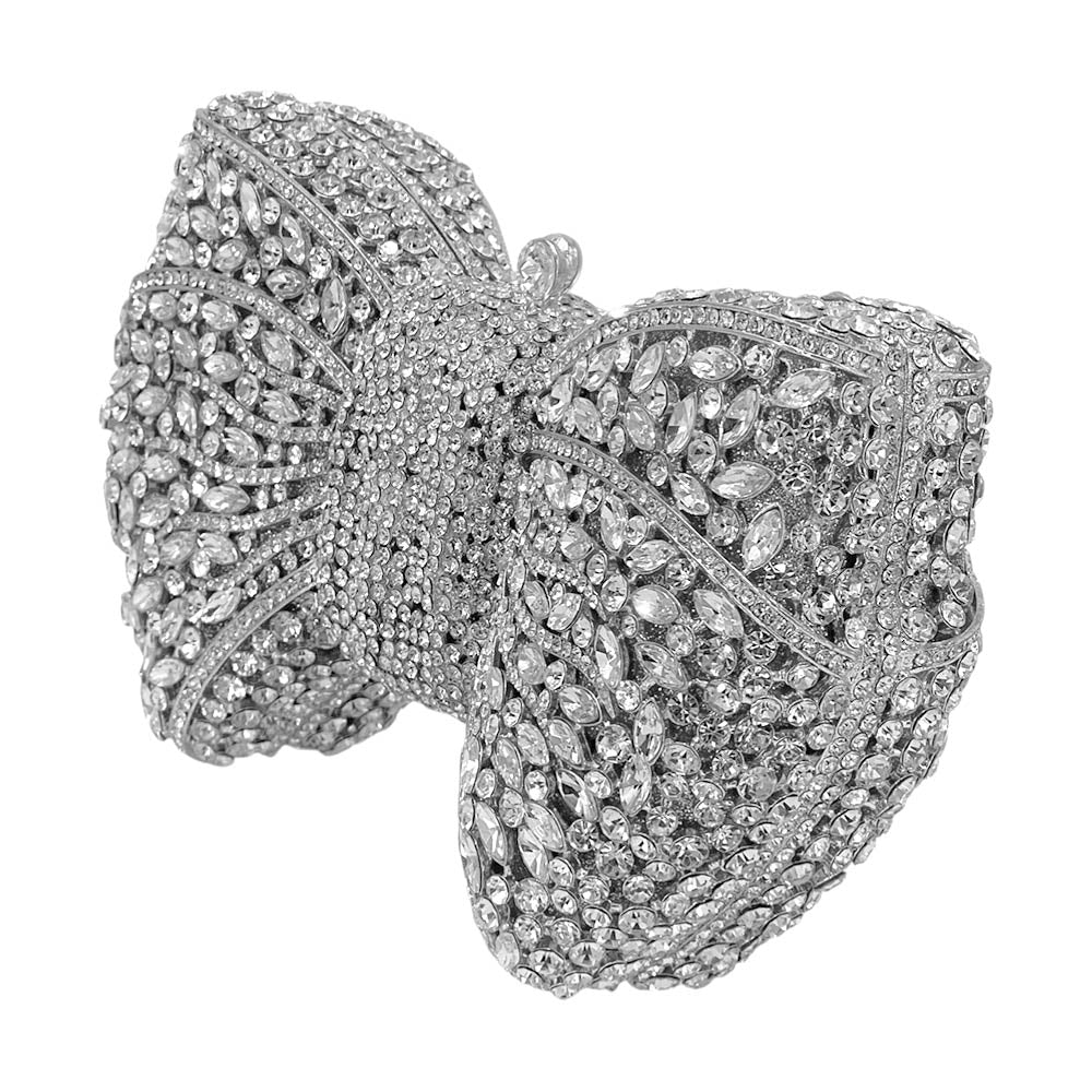Ari Crystal Rhinestone Embellished Bow Evening Clutch Bag